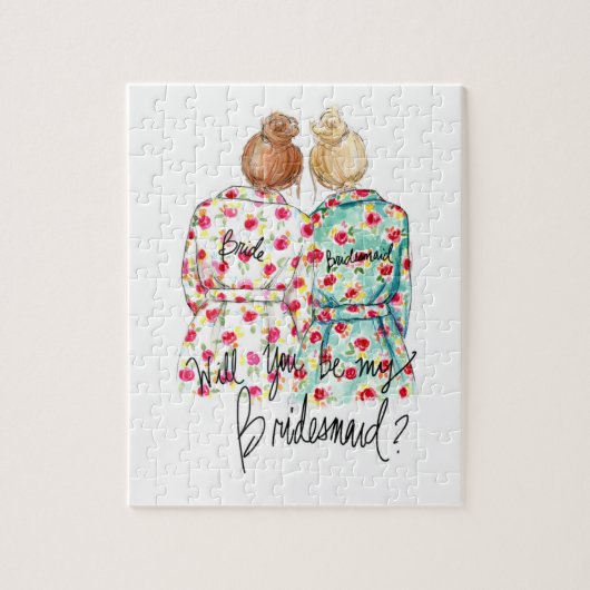 Bridesmaid? Puzzle Red Bun Bride Bl Bun Maid Legpuzzel (Verticaal)
