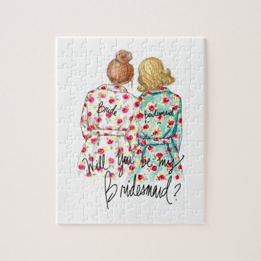 Bridesmaid? Puzzle Red Bun Bride Dk Bl Bob Maid Legpuzzel (Verticaal)