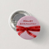 Bridesmaid Red Bow, aangepaste naam V8 Ronde Button 3,2 Cm (Voorkant /achterkant)