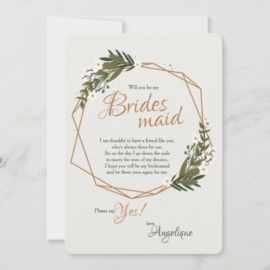 Bridesmaid Request Floral Card Kaart (Voorkant)