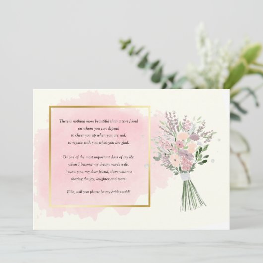 Bridesmaid Request Kaart (Staand voorkant)