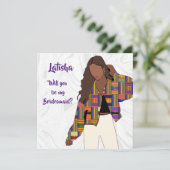 Bridesmaid Request Kaart with Girl in Kente Jacket (Staand voorkant)