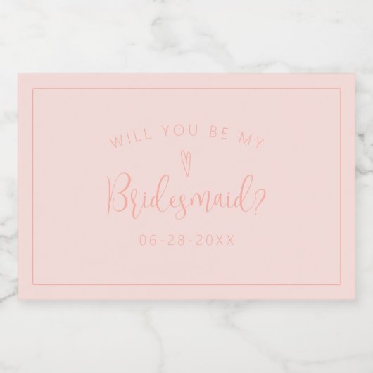 Bridesmaid Request Mini Beverage Label Sparkling Wijnetiket (Enkel label)