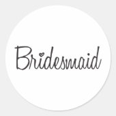 Bridesmaid Ronde Sticker (Voorkant)