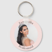 Bridesmaid roos gouden zwarte foto naam sleutelhanger (Achterkant)