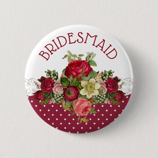 Bridesmaid Rose Bouquet Wedding Button (Voorkant)
