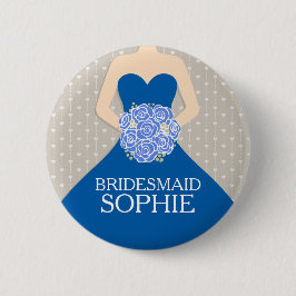 Bridesmaid royal blue jurk genaamd bruiloft ronde button 5,7 cm