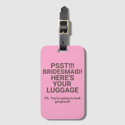 Bridesmaid roze bagagelabel grappig (Voorkant (verticaal))