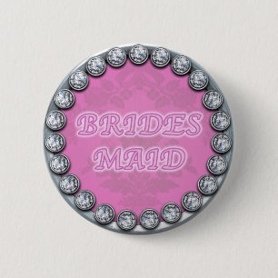 bridesmaid roze diamant knop ronde button 5,7 cm