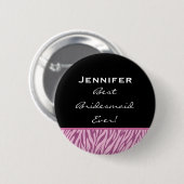 Bridesmaid roze Zebra Aangepaste naam Ronde Button 5,7 Cm (Voorkant /achterkant)