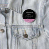 Bridesmaid roze Zebra Aangepaste naam Ronde Button 5,7 Cm (In situ)