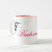 Bridesmaid roze zwart tweekleurige koffiemok (Voorkant links)