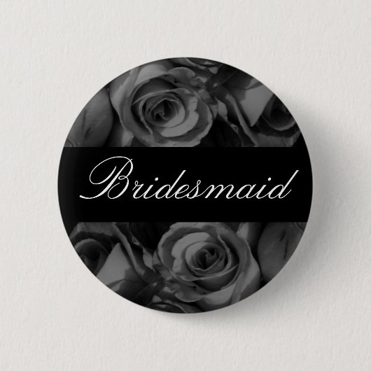 "Bridesmaid"-Rozen in zwart-wit Ronde Button 5,7 Cm (Voorkant)
