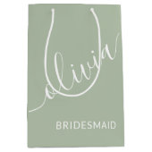 Bridesmaid Sage Green Minimalist Monogram Medium Cadeauzakje (Voorkant)