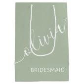 Bridesmaid Sage Green Minimalist Monogram Medium Cadeauzakje (Achterkant)