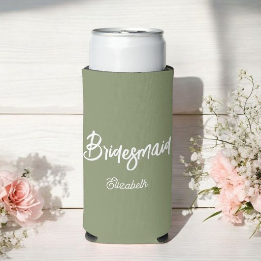Bridesmaid Sage Green Wedding Seltzer Blikjeskoeler