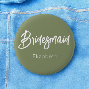 Bridesmaid Sage Green White Wedding Ronde Button 5,7 Cm