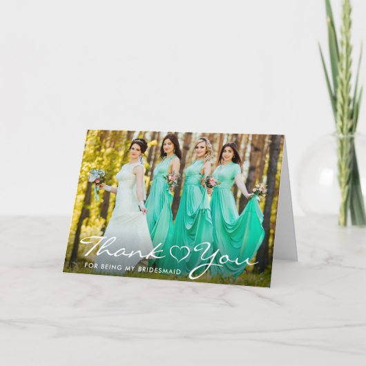 Bridesmaid Script Heart Foto: Dank je vette Kaart (Voorkant)