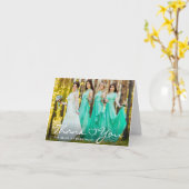 Bridesmaid Script Heart Foto Dank u Opmerking Kaart (Gele Bloem)