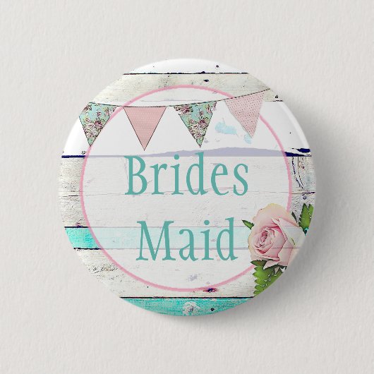 Bridesmaid Shabby  Rustic Wedding Party Pin Ronde Button 5,7 Cm (Voorkant)