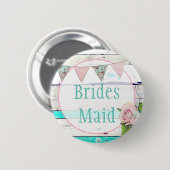 Bridesmaid Shabby  Rustic Wedding Party Pin Ronde Button 5,7 Cm (Voorkant /achterkant)