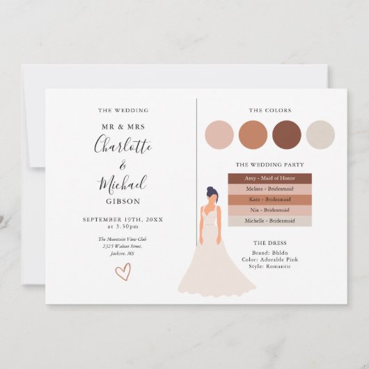 Bridesmaid Signature Script Wedding Info Kaart (Achterkant)