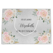 Bridesmaid Silver Blush roze bloemen bruiloft Groot Cadeauzakje (Voorkant)