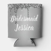 Bridesmaid Silver Drip Glitter Elegant Weddings Blikjeskoeler (Voorkant)