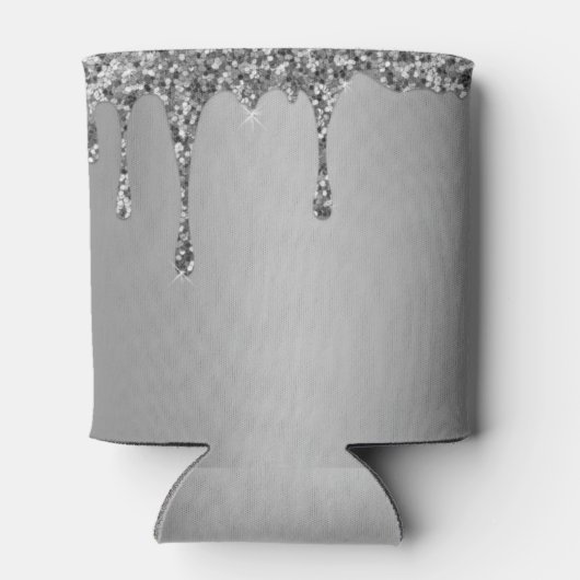 Bridesmaid Silver Drip Glitter Elegant Weddings Blikjeskoeler (Achterkant)