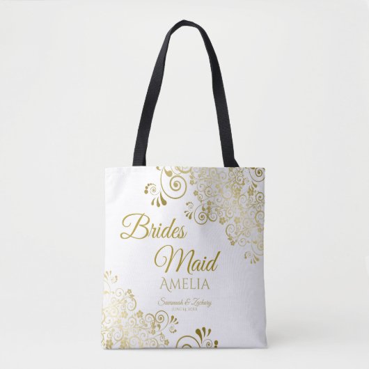 Bridesmaid Simple Elegant Wedding Canvas tas White (Voorkant)