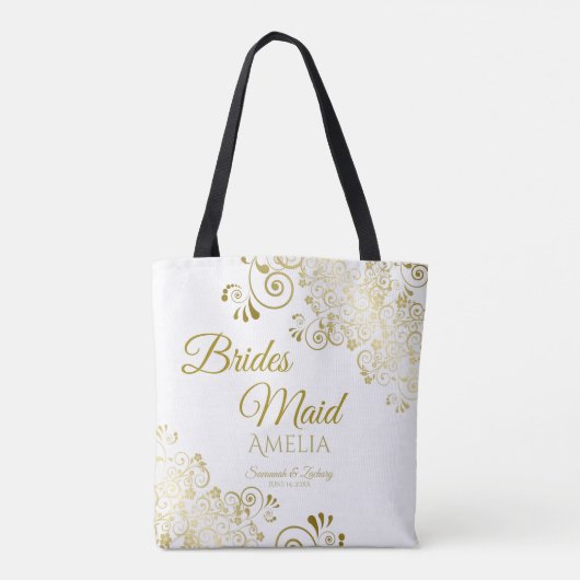 Bridesmaid Simple Elegant Wedding Canvas tas White (Achterkant)