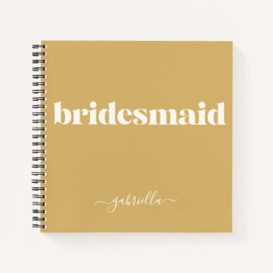 Bridesmaid Simple Minimalist Modern Name Mustard Notitieboek