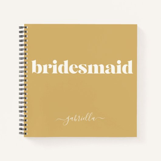 Bridesmaid Simple Minimalist Modern Name Mustard Notitieboek (Voorkant)