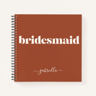 Bridesmaid Simple Minimalist Modern Name Rust Notitieboek