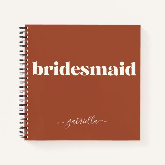 Bridesmaid Simple Minimalist Modern Name Rust Notitieboek (Voorkant)