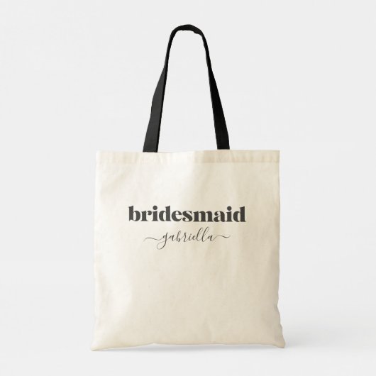 Bridesmaid Simple Minimalist Moderne Black Custom Tote Bag (Achterkant)