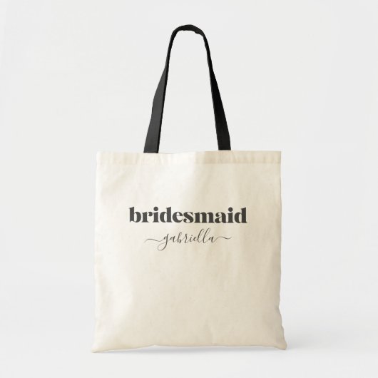 Bridesmaid Simple Minimalist Moderne Black Custom Tote Bag (Voorkant)