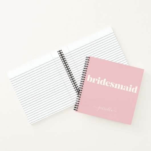 Bridesmaid Simple Minimalist Moderne Name Blush Notitieboek (Binnen)