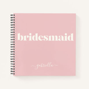 Bridesmaid Simple Minimalist Moderne Name Blush Notitieboek