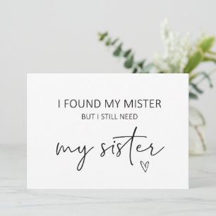 Bridesmaid Sister Voorstel Flat Kaart