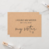 Bridesmaid Sister Voorstel Flat Kaart (Voorkant / Achterkant in situ)