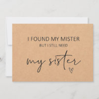 Bridesmaid Sister Voorstel Flat Kaart