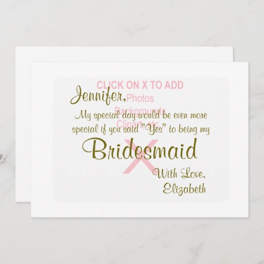 Bridesmaid | SJABLOON Kaart (Voorkant / Achterkant)