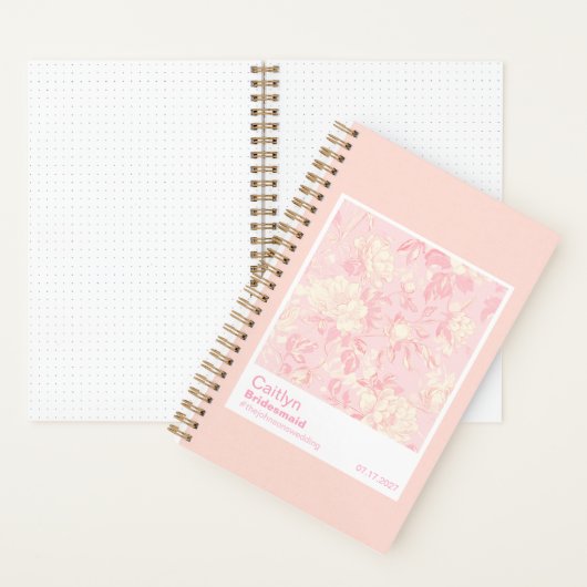 Bridesmaid Soft Peach Floral Pattern Swatch Notitieboek (Binnen)