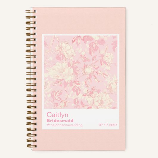 Bridesmaid Soft Peach Floral Pattern Swatch Notitieboek (Voorkant)