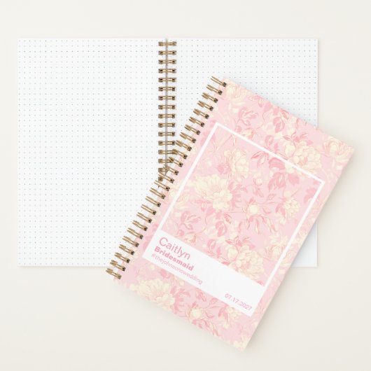 Bridesmaid Soft Peach Floral Pattern Swatch Notitieboek (Binnen)