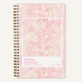 Bridesmaid Soft Peach Floral Pattern Swatch Notitieboek