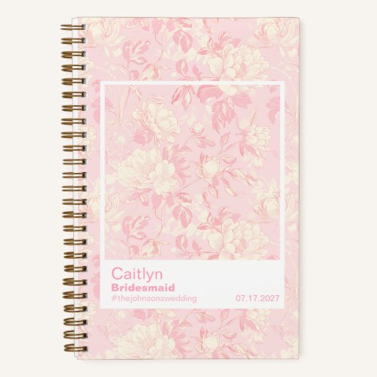 Bridesmaid Soft Peach Floral Pattern Swatch Notitieboek (Voorkant)
