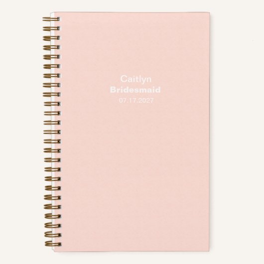 Bridesmaid Soft Peach Typographic Notitieboek (Voorkant)