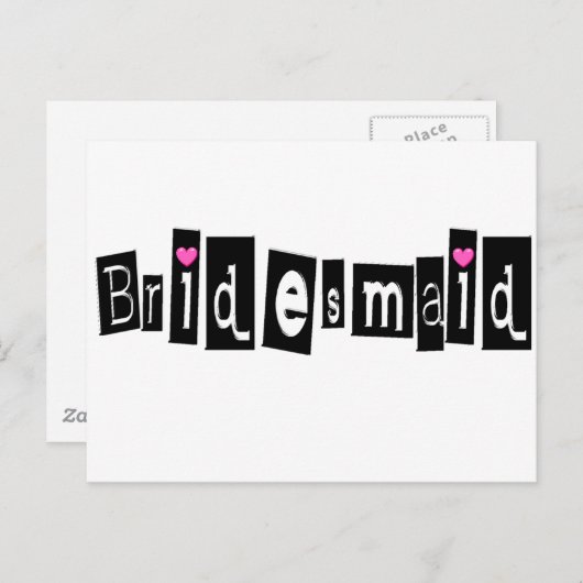 Bridesmaid (Sq Blk) Briefkaart (Voorkant / Achterkant)